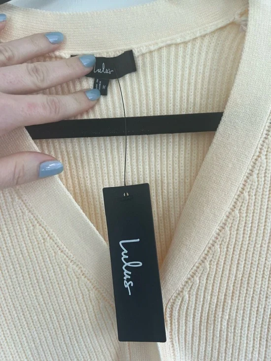 Lulu's Cream Button-Front Ribbed Mini Dress - Picture 7 of 8